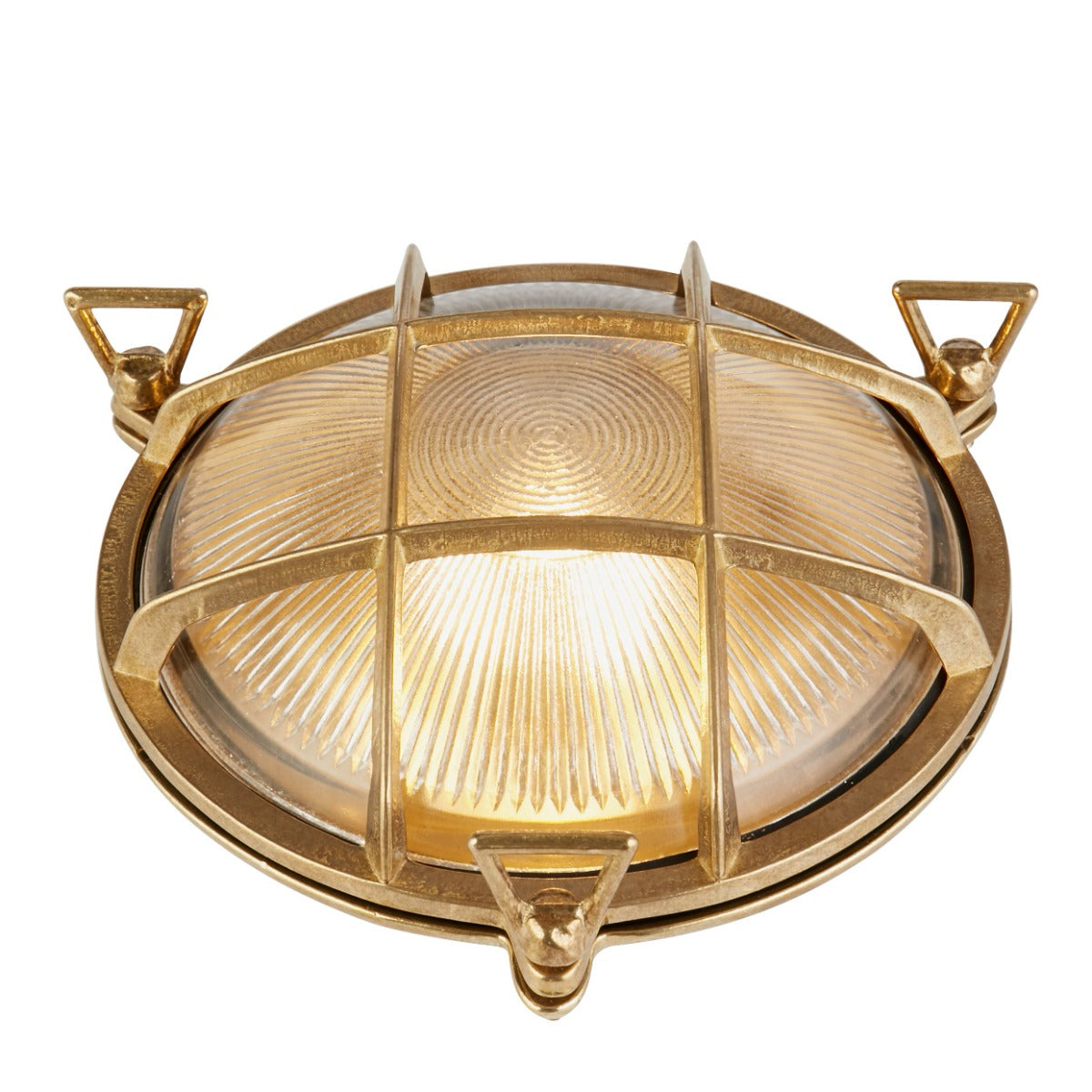 Bulkhead Round OD Light - Solid Brass Metal & Ribbed Glass 30361PB