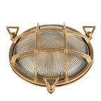 Bulkhead Round OD Light - Solid Brass Metal & Ribbed Glass 30361PB