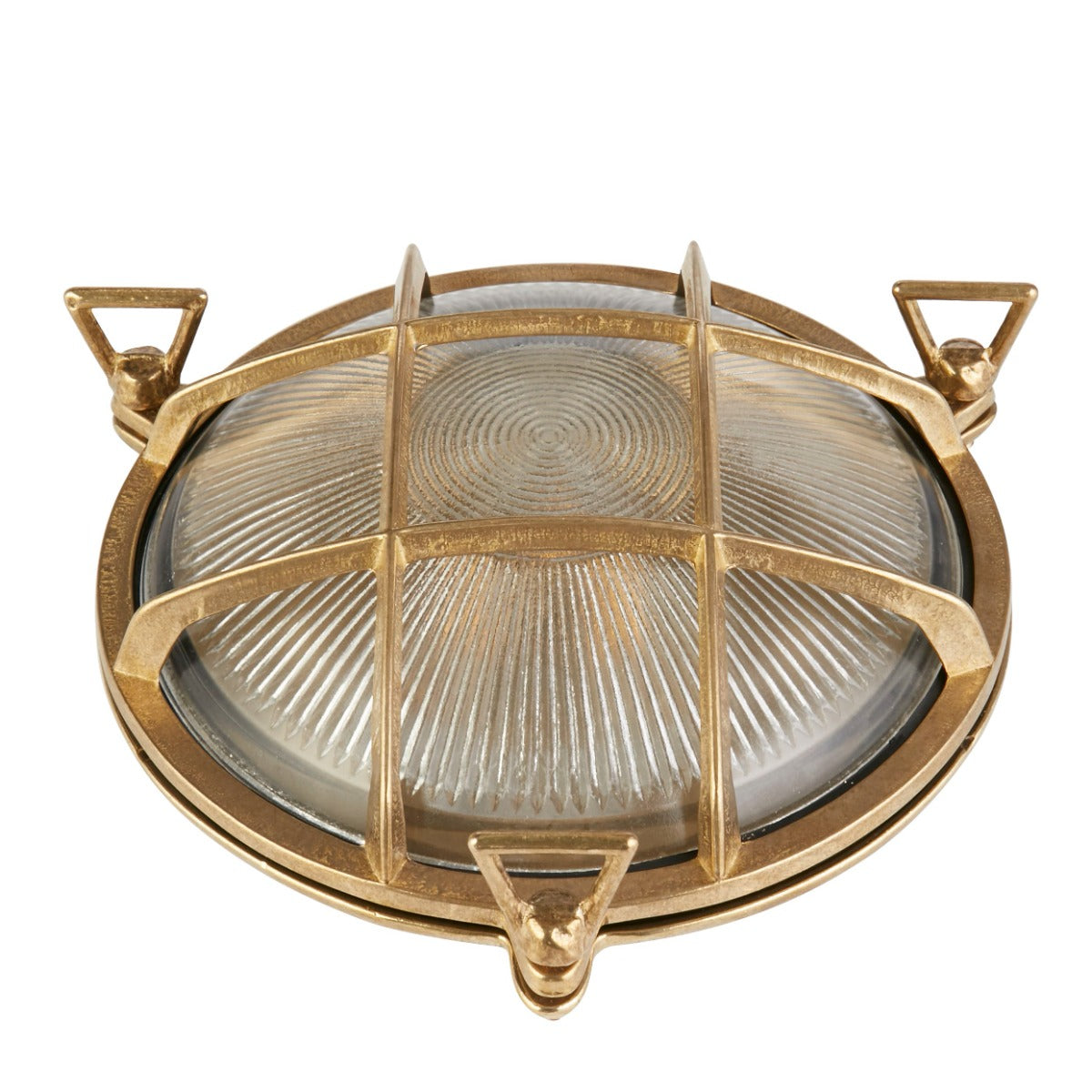 Bulkhead Round OD Light - Solid Brass Metal & Ribbed Glass 30361PB