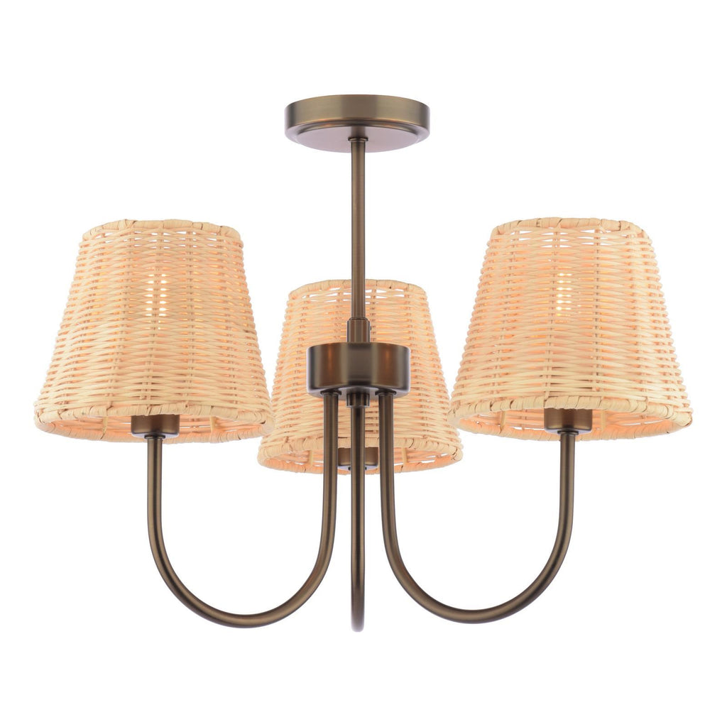 Laura Ashley Hasfield 3 Light Semi-Flush Satin Bronze With Shade LA3756746-Q