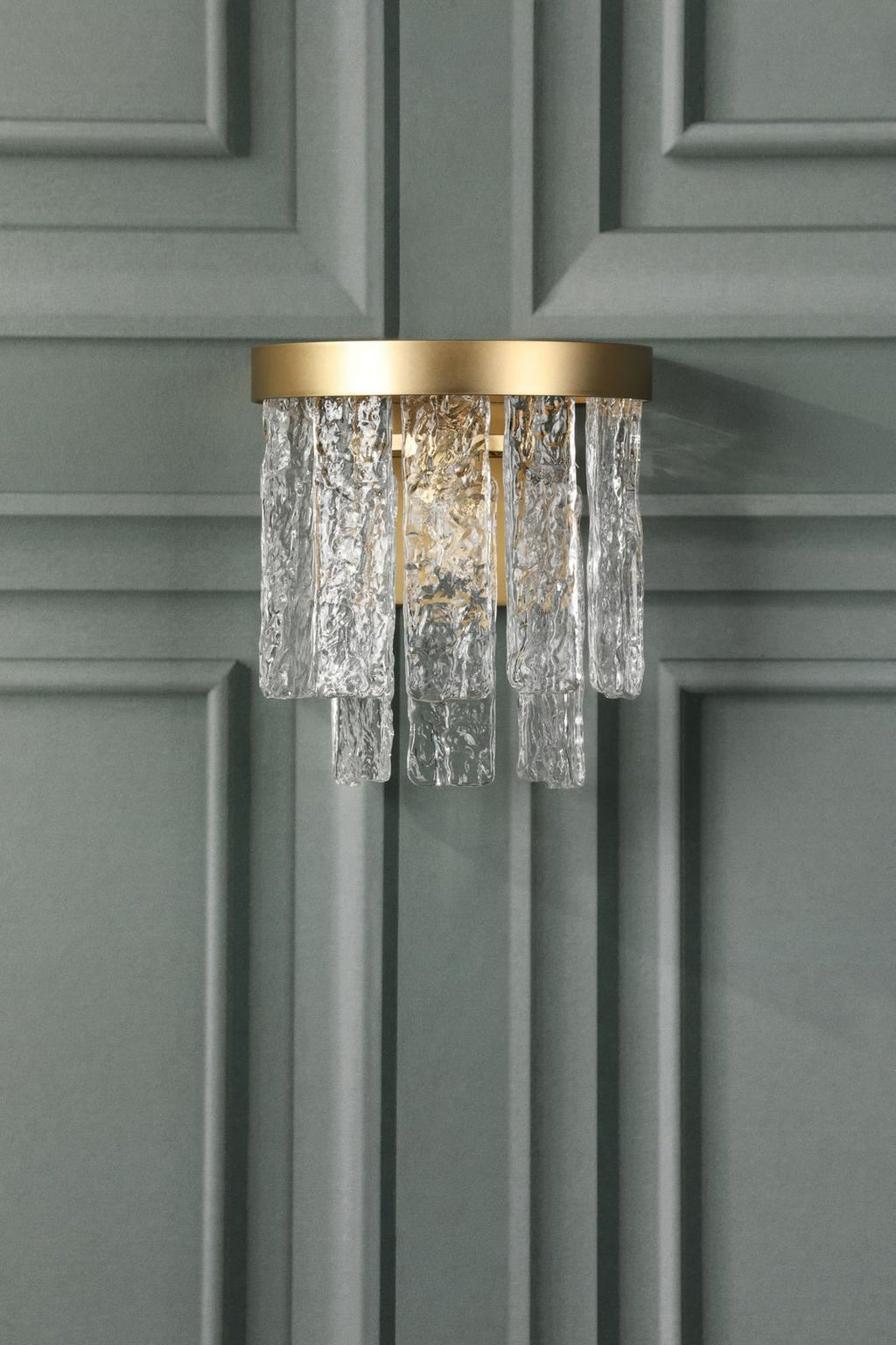 Laura Ashley Durnsford Wall Light Matt Antique Brass and Textured Glass LA3756715-Q