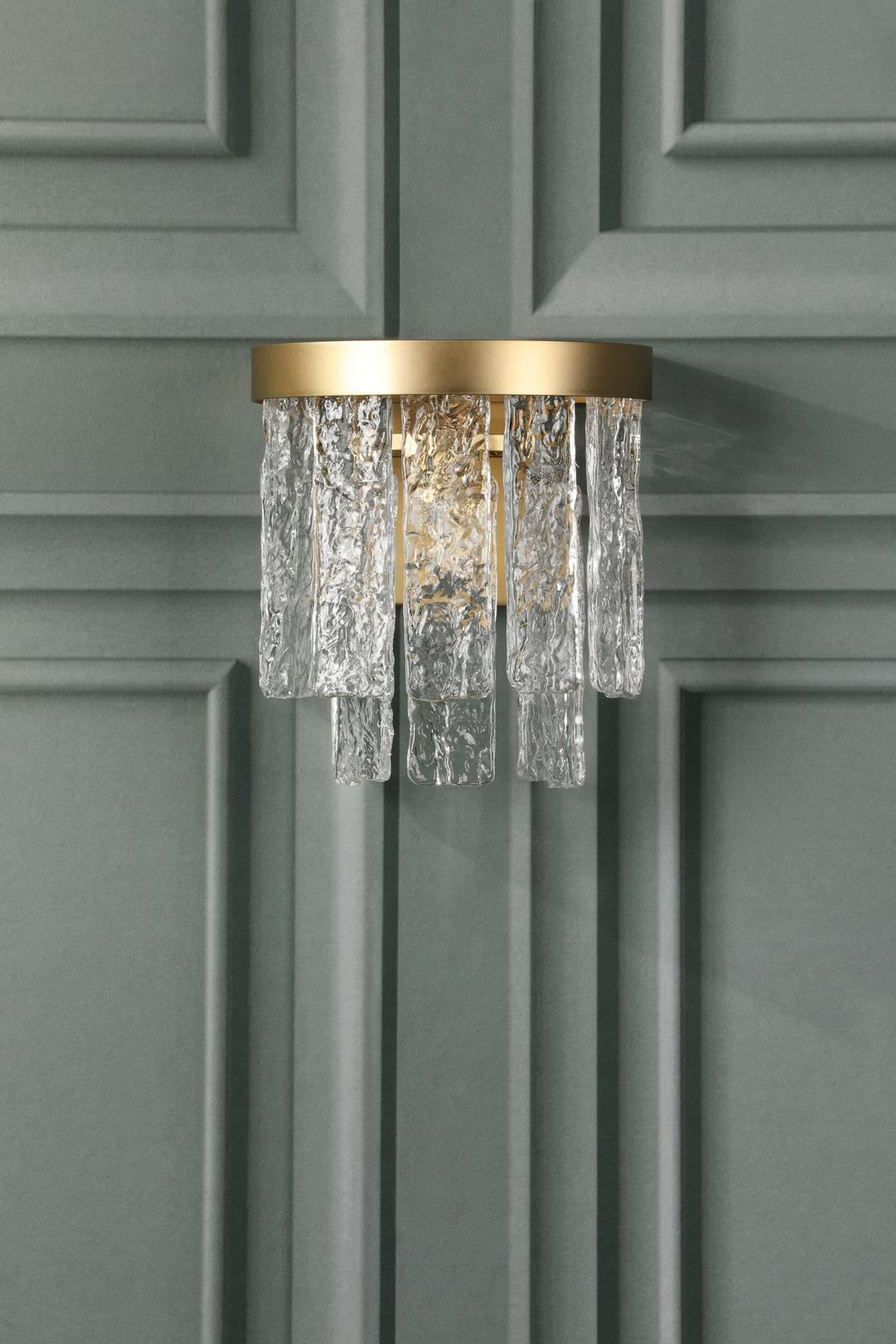 Laura Ashley Durnsford Wall Light Matt Antique Brass and Textured Glass LA3756715-Q