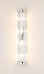 Pillar 4 Light Bathroom Wall Light In Polished Nickel And Clear Glass Rods IP44 G9