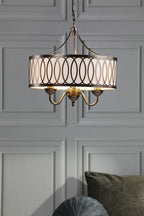 Laura Ashley Allerford 3 Light Pendant Satin Bronze and Taupe LA3756646-Q