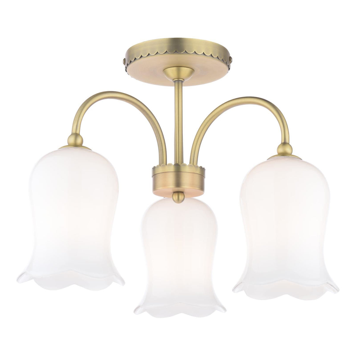 Laura Ashley Lidsell 3 Light Semi-Flush Matt Antique Brass and Opal Glass LA3756648-Q