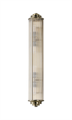 Pillar 4 Light Bathroom Wall Light In Antique Brass And Clear Glass Rods IP44 G9