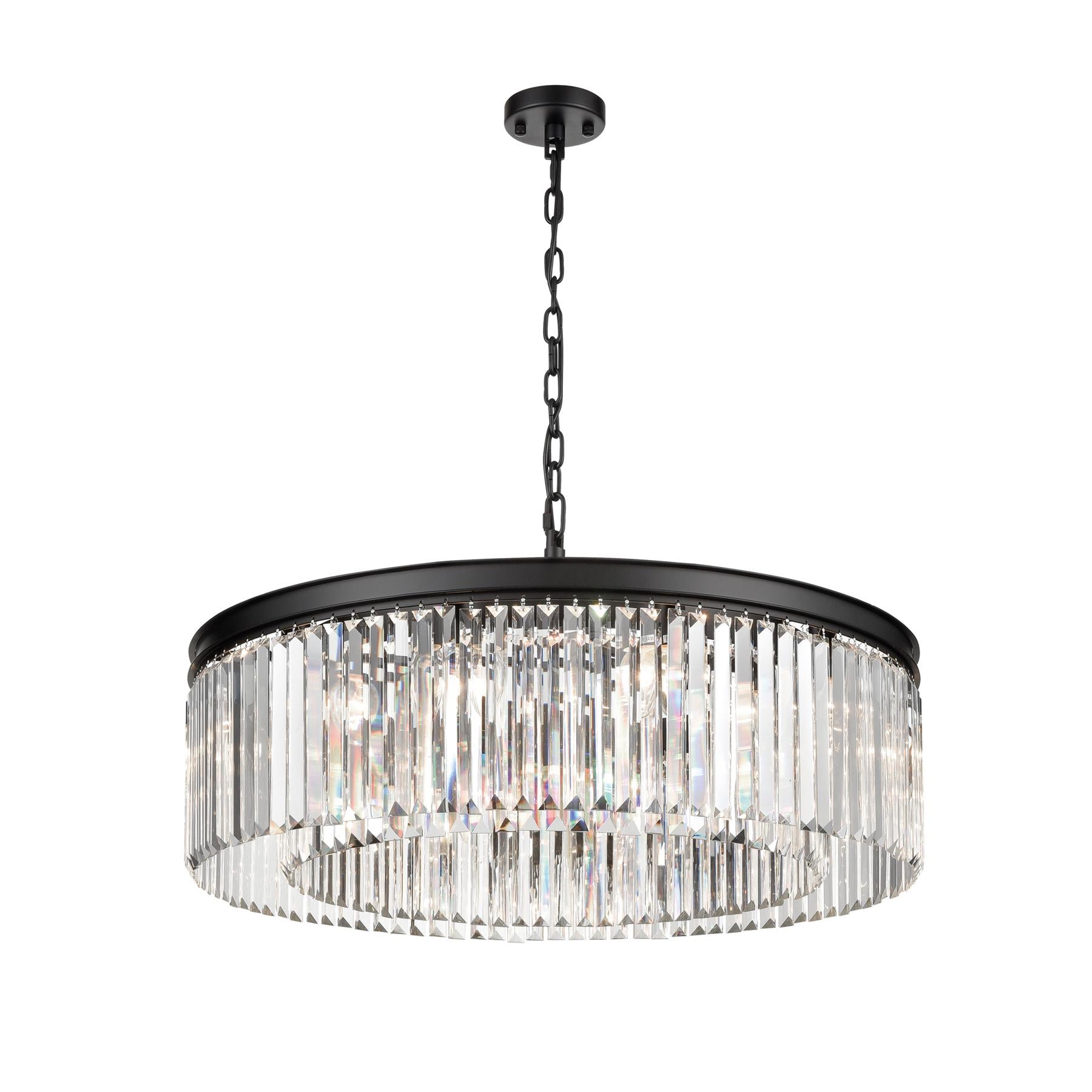 Perdita 10  Light Ceiling Pendant Light In Matt Black With Crystal Glass FL2413-10