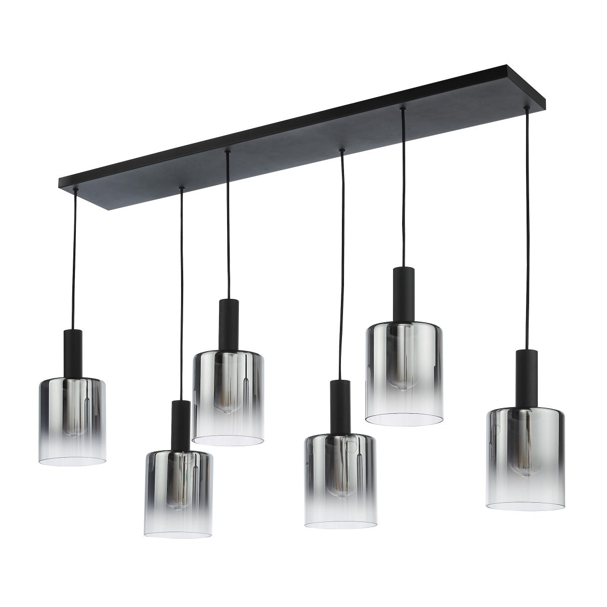 Savannah 6 Light Bar Pendant Matt Black and Smoked Glass SAV0622