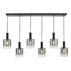Savannah 6 Light Bar Pendant Matt Black and Smoked Glass SAV0622