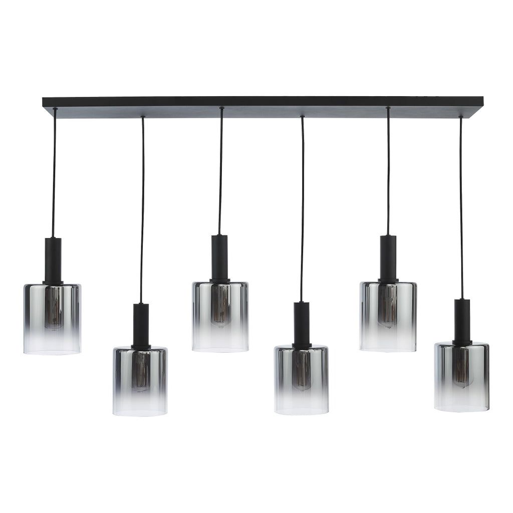 Savannah 6 Light Bar Pendant Matt Black and Smoked Glass SAV0622