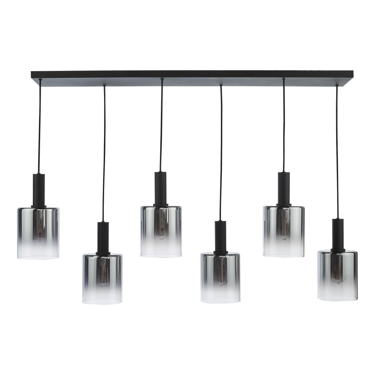 Savannah 6 Light Bar Pendant Matt Black and Smoked Glass SAV0622