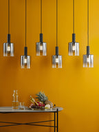 Savannah 6 Light Bar Pendant Matt Black and Smoked Glass SAV0622