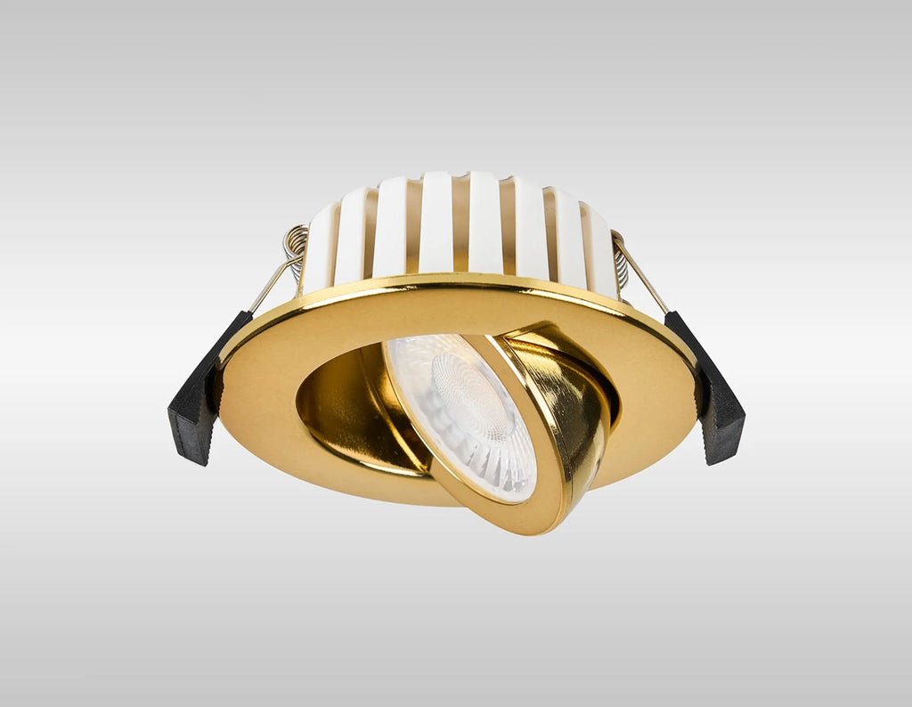 Oslo Dimmable Colour Changing Tilted LED Downlight In Brass