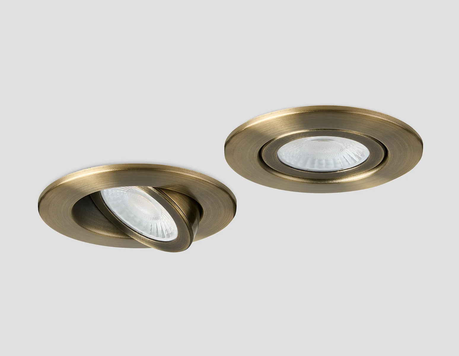 Dimmable Colour Changing Tilted LED Downlight In Antique Brass Finish IP65