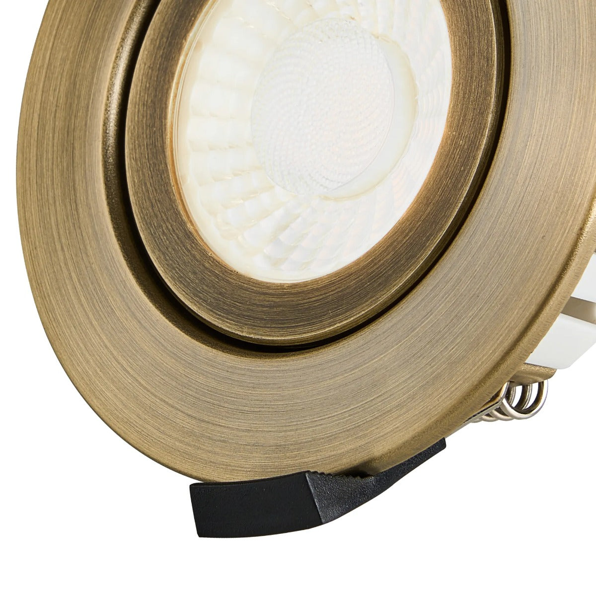 Dimmable Colour Changing Tilted LED Downlight In Antique Brass Finish IP65