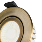 Dimmable Colour Changing Tilted LED Downlight In Antique Brass Finish IP65
