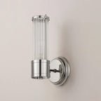 Pillar 1 Light Bathroom Wall Light In Polished Nickel And Clear Glass Rods IP44 E14