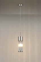 Pillar Bathroom Single Ceiling Pendant Light In Polished Nickel And Clear Glass Rods IP44 E14