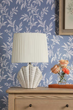 Laura Ashley Shell Table Lamp White Ceramic and Satin Chrome With Shade LA3756702-Q