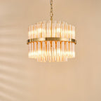 Imani 12 Light Pendant Natural Brass and Champagne Ribbed Glass IMA1235
