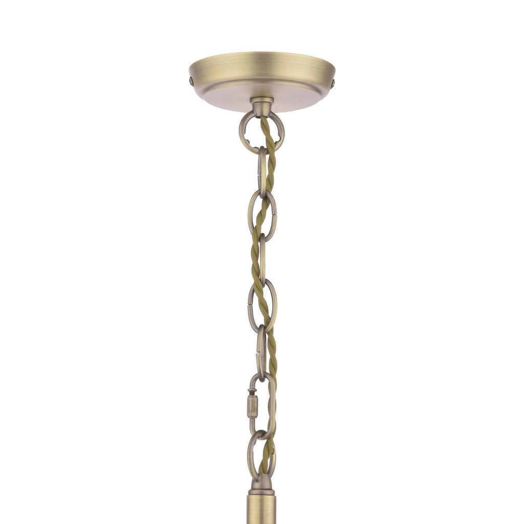 Laura Ashley Hilcote 5 Light Armed Pendant Matt Antique Brass and Glass LA3756650-Q
