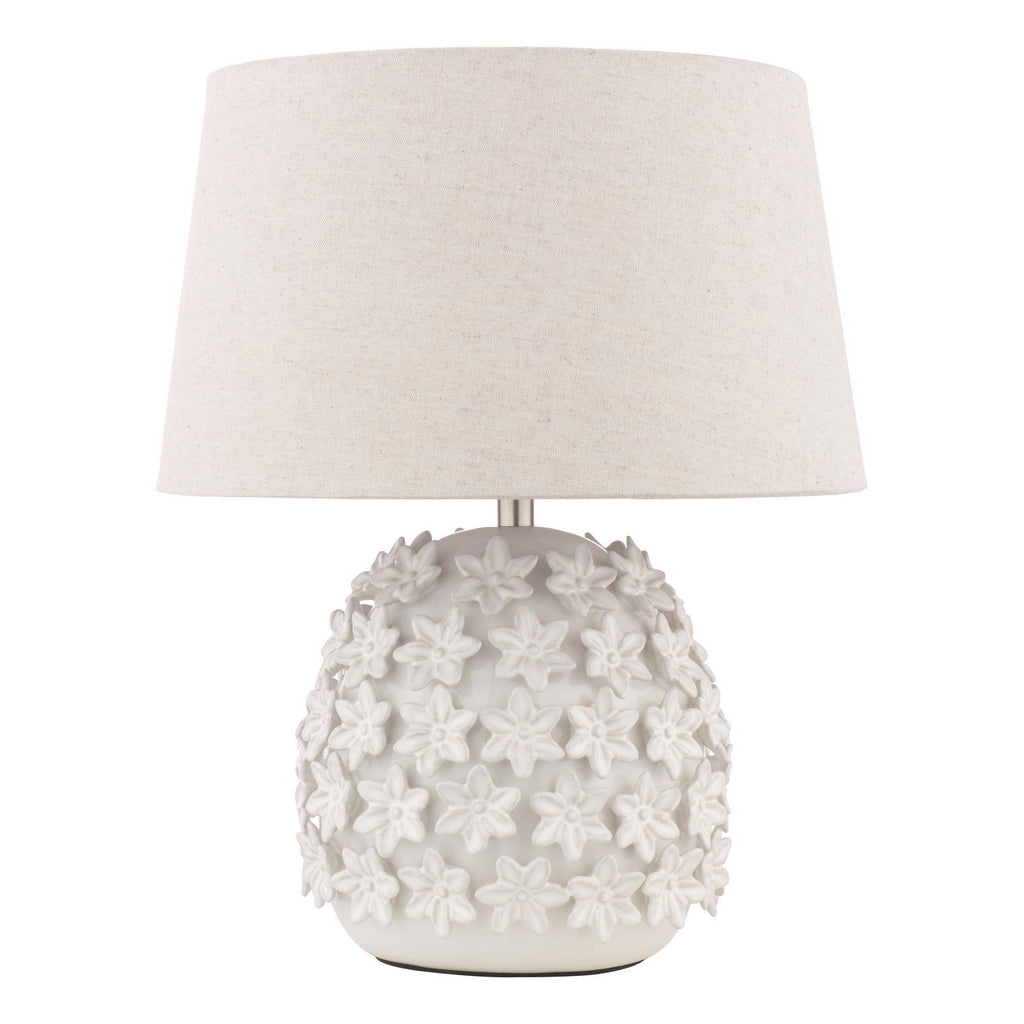 Laura Ashley Ingham Table Lamp White Ceramic and Brushed Silver With Shade LA3756679-Q