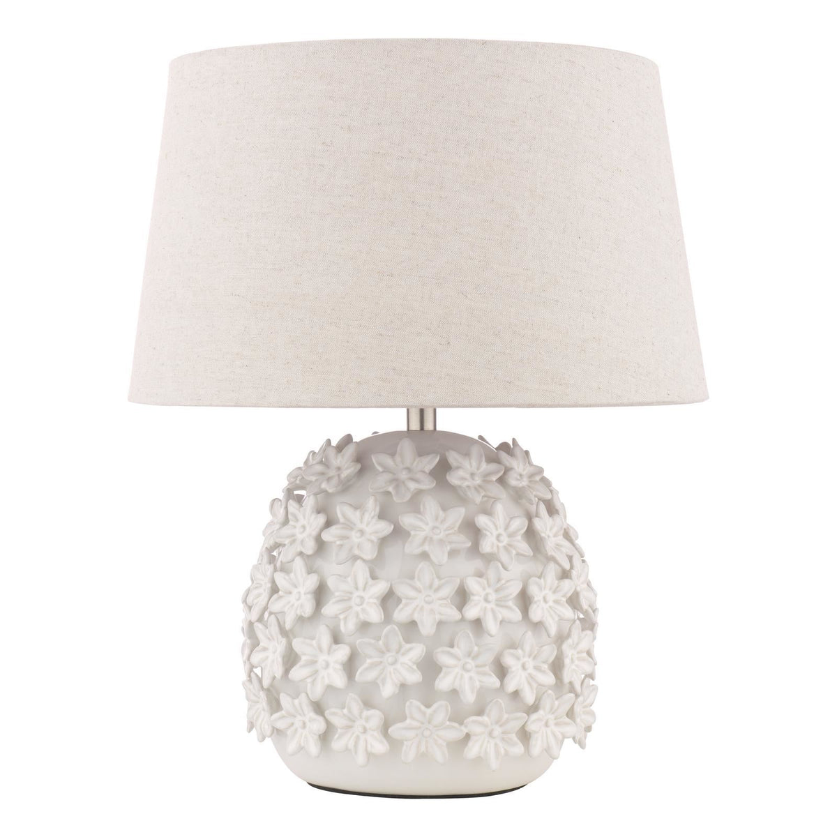Laura Ashley Ingham Table Lamp White Ceramic and Brushed Silver With Shade LA3756679-Q