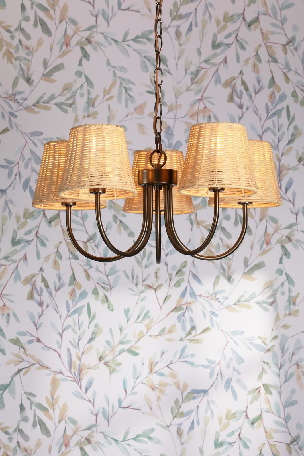 Laura Ashley Hasfield 5 Light Pendant Satin Bronze With Shade LA3756747-Q