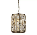 Bijou Single Ceiling Pendant Light In Antique Brass With Crystal Glass 6581-1AB