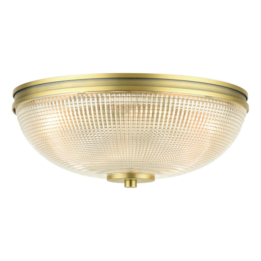 Laura Ashley Langdon 2 Light Bathroom Ceiling Light Matt Antique Brass and Textured Glass IP44 LA3756717-Q