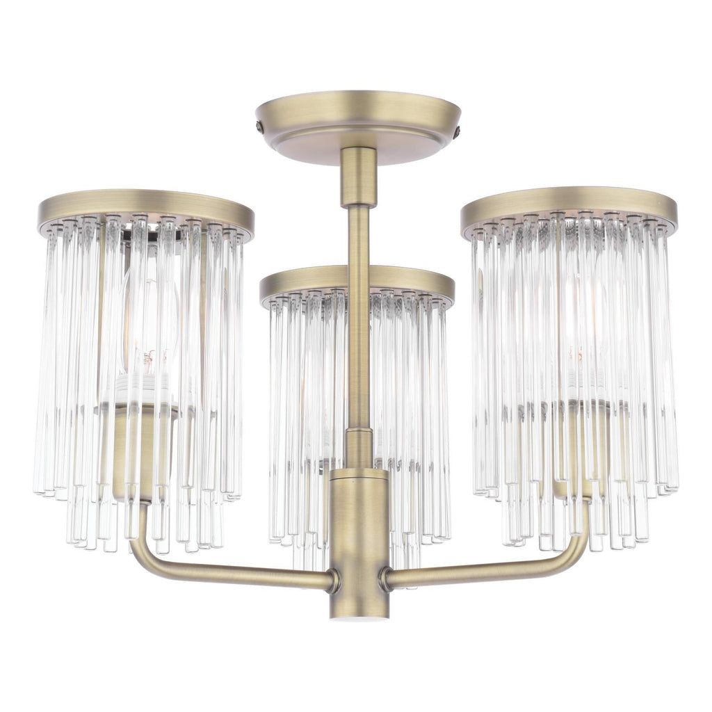 Laura Ashley Hilcote 3 Light Semi-Flush Matt Antique Brass and Glass LA3756649-Q