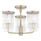 Laura Ashley Hilcote 3 Light Semi-Flush Matt Antique Brass and Glass LA3756649-Q