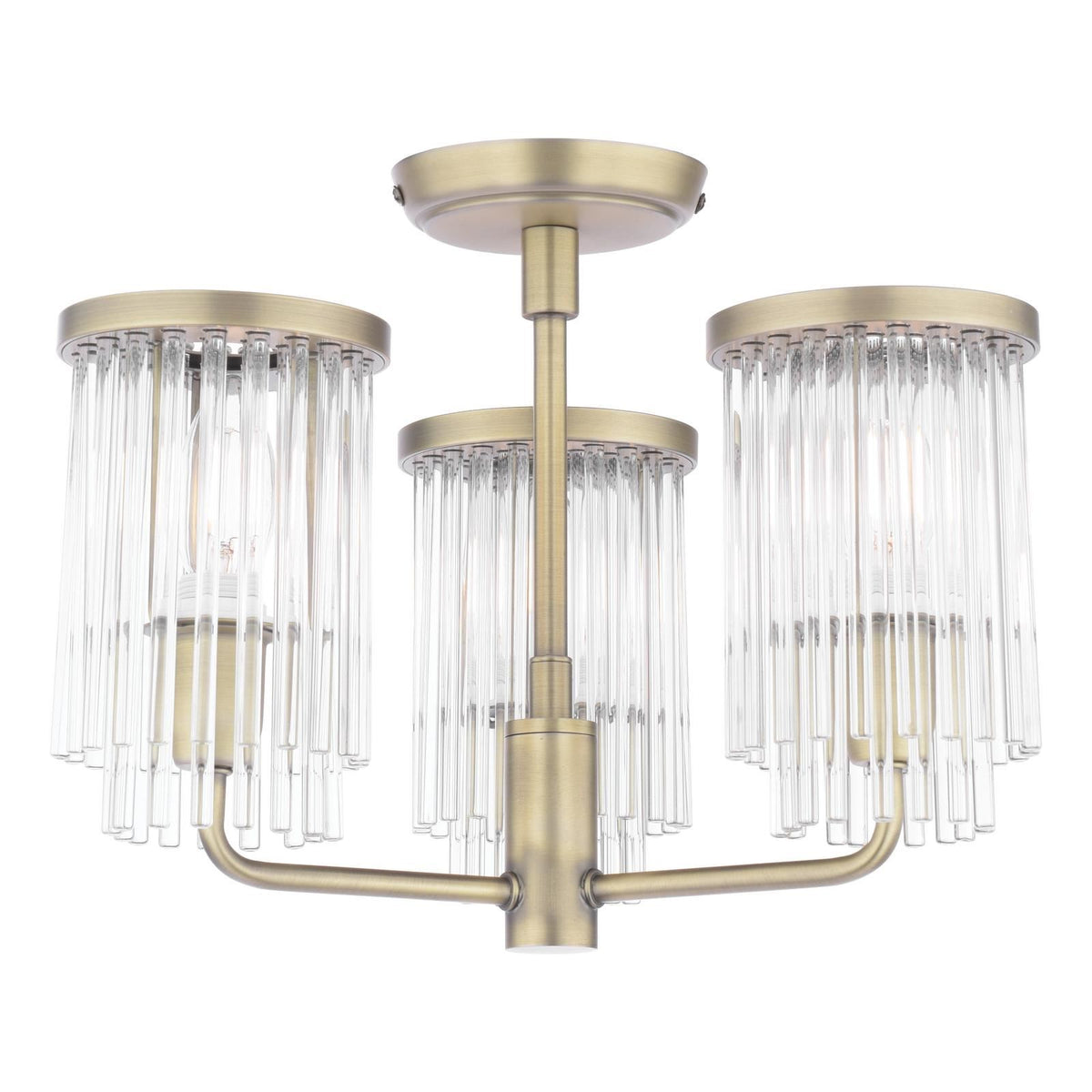Laura Ashley Hilcote 3 Light Semi-Flush Matt Antique Brass and Glass LA3756649-Q