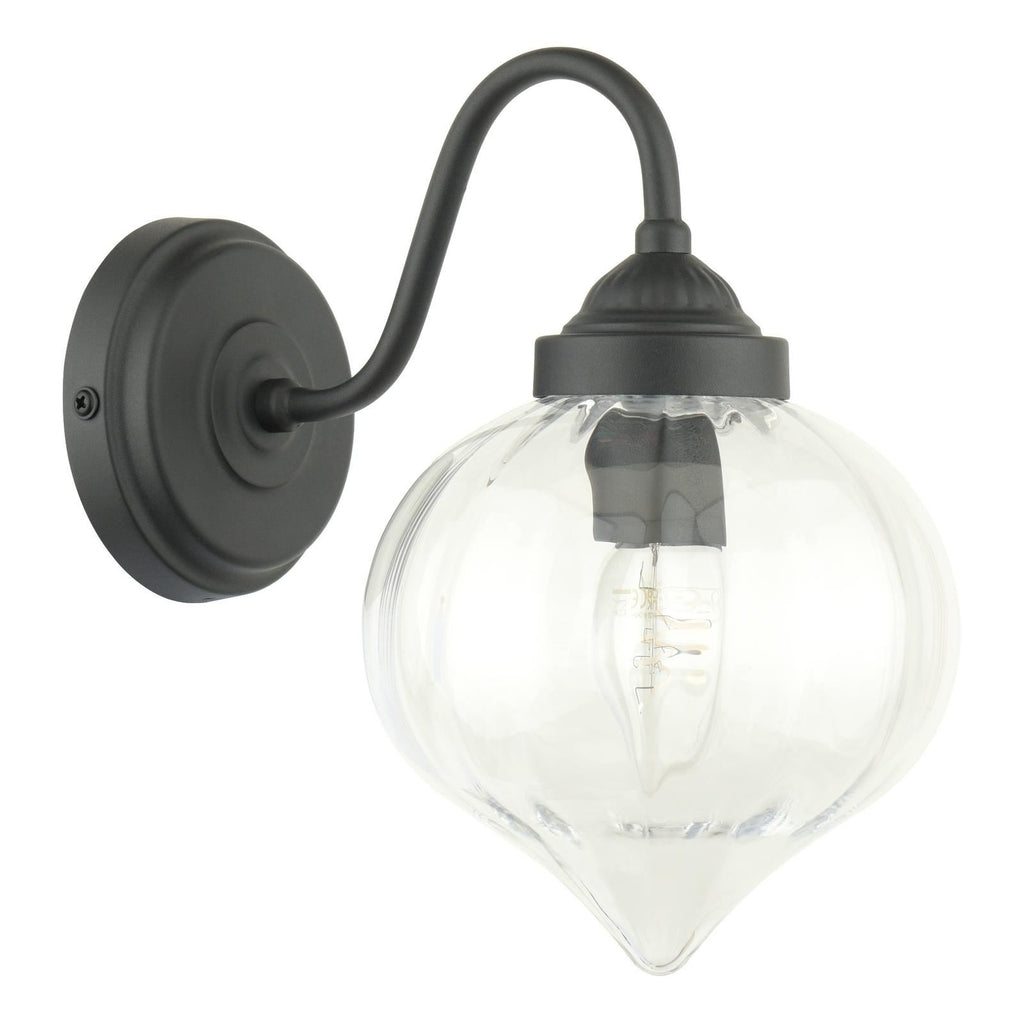 Laura Ashley Whitham Outdoor Wall Light Matt Black and Ribbed Glass IP44 LA3756721-Q