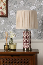Laura Ashley Medlock Table Lamp Purple Ceramic and Antique Brass With Shade LA3756732-Q