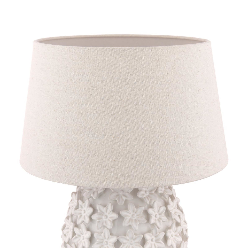 Laura Ashley Ingham Table Lamp White Ceramic and Brushed Silver With Shade LA3756679-Q