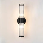 Pillar Up And Down 2 Light Bathroom Wall Light In Satin Black And Clear Glass Rods IP44 E14