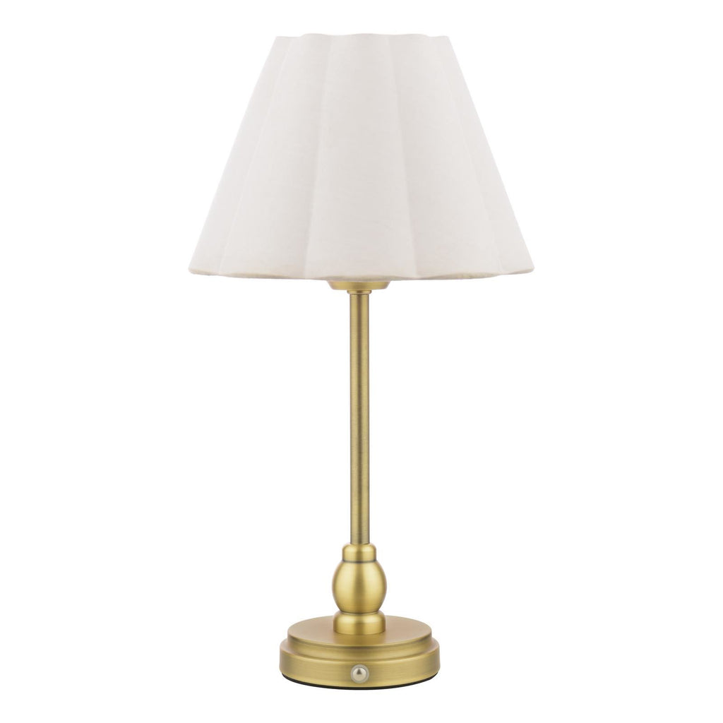 Laura Ashley Erin Rechargeable Table Lamp Matt Antique Brass With Shade LED LA3756704-Q