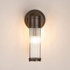 Pillar 1 Light Bathroom Wall Light In Bronze And Clear Glass Rods IP44 E14