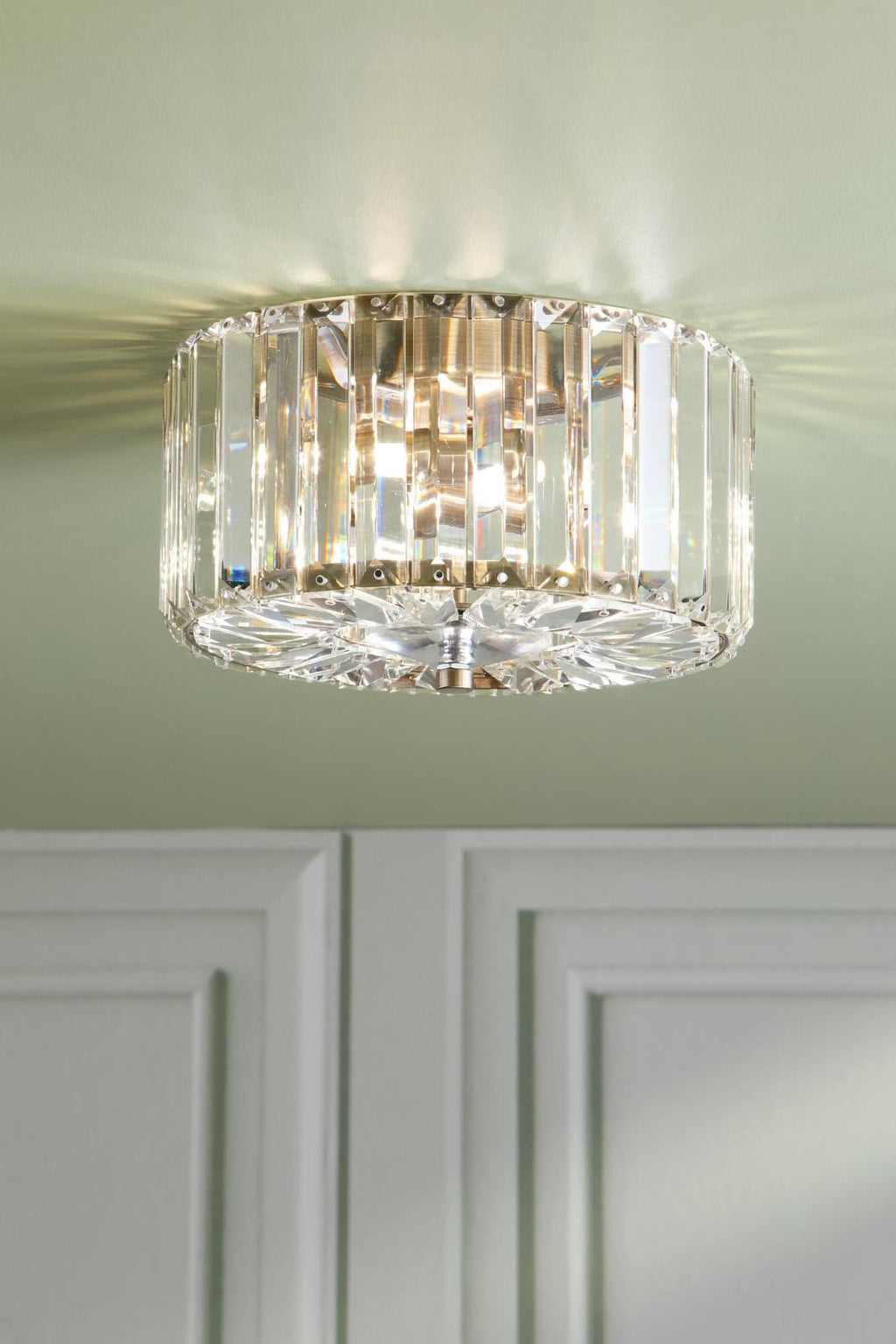 Laura Ashley Fernhurst Small 3 Light Flush Crystal and Antique Brass LA3756657-Q