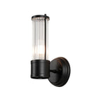 Pillar 1 Light Bathroom Wall Light In Satin Black And Clear Glass Rods IP44 E14