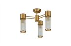 Pillar 3 Light Bathroom Semi Flush Ceiling Light In Gold And Clear Glass Rods IP44 E14
