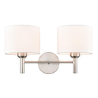 Franklite Barolo 2 Light  Wall Light In Satin Nickel With Off White Shades FL2494-2