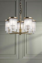 Laura Ashley Hilcote 5 Light Armed Pendant Matt Antique Brass and Glass LA3756650-Q