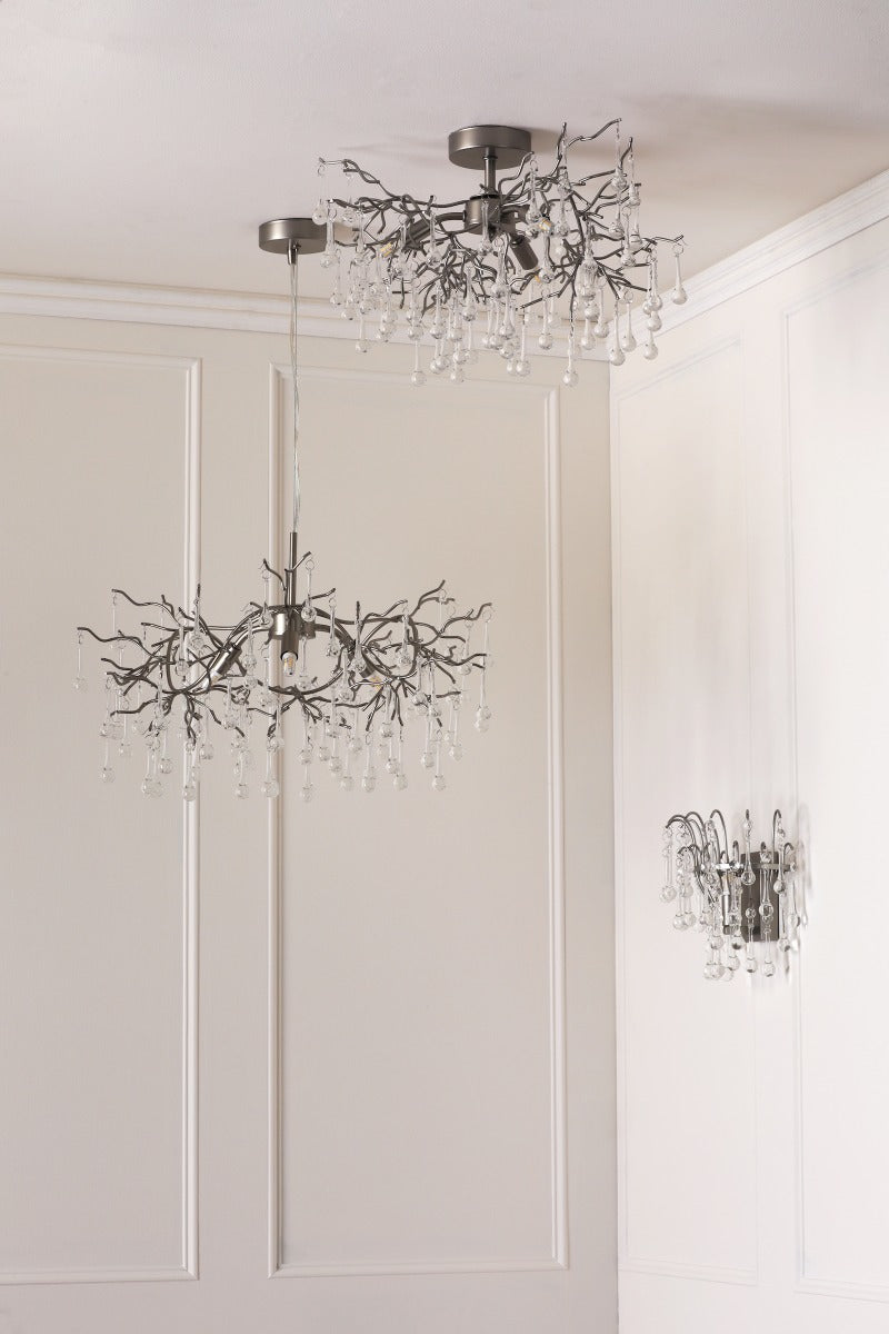 Willow 3Lt Pendant In Satin Pewter With Crystal LA3756469-Q