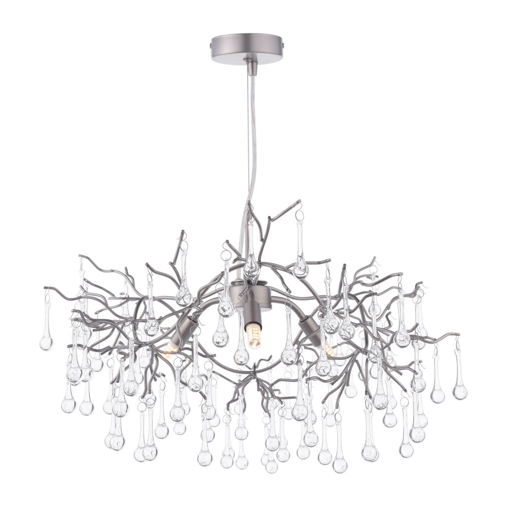 Willow 3Lt Pendant In Satin Pewter With Crystal LA3756469-Q