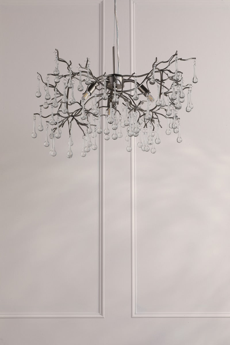 Willow 3Lt Pendant In Satin Pewter With Crystal LA3756469-Q