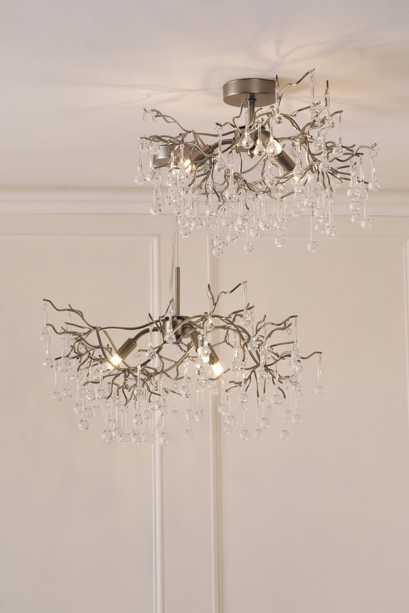 Willow 3Lt Pendant In Satin Pewter With Crystal LA3756469-Q