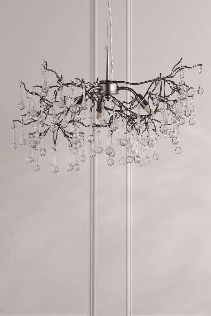 Willow 3Lt Pendant In Satin Pewter With Crystal LA3756469-Q