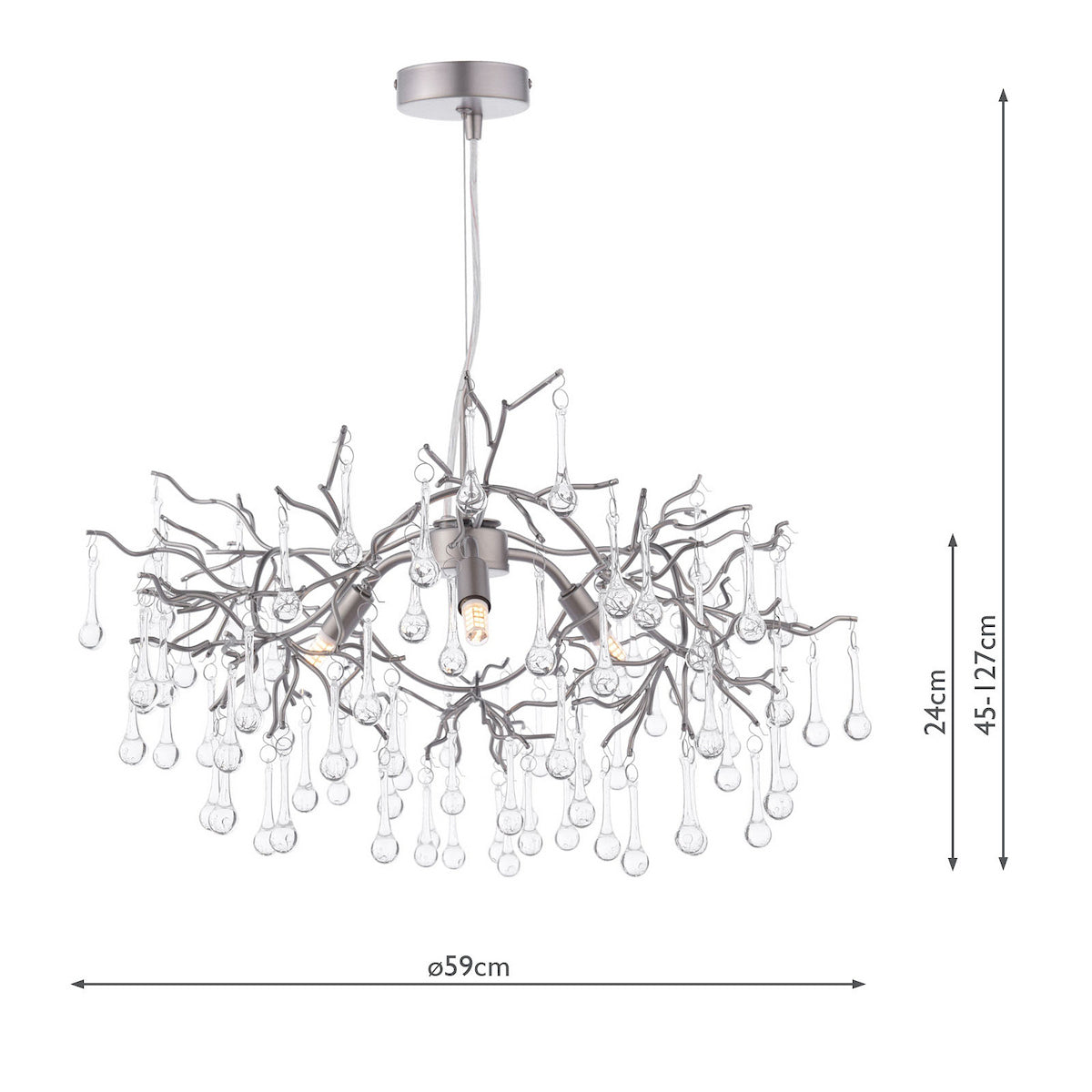 Willow 3Lt Pendant In Satin Pewter With Crystal LA3756469-Q